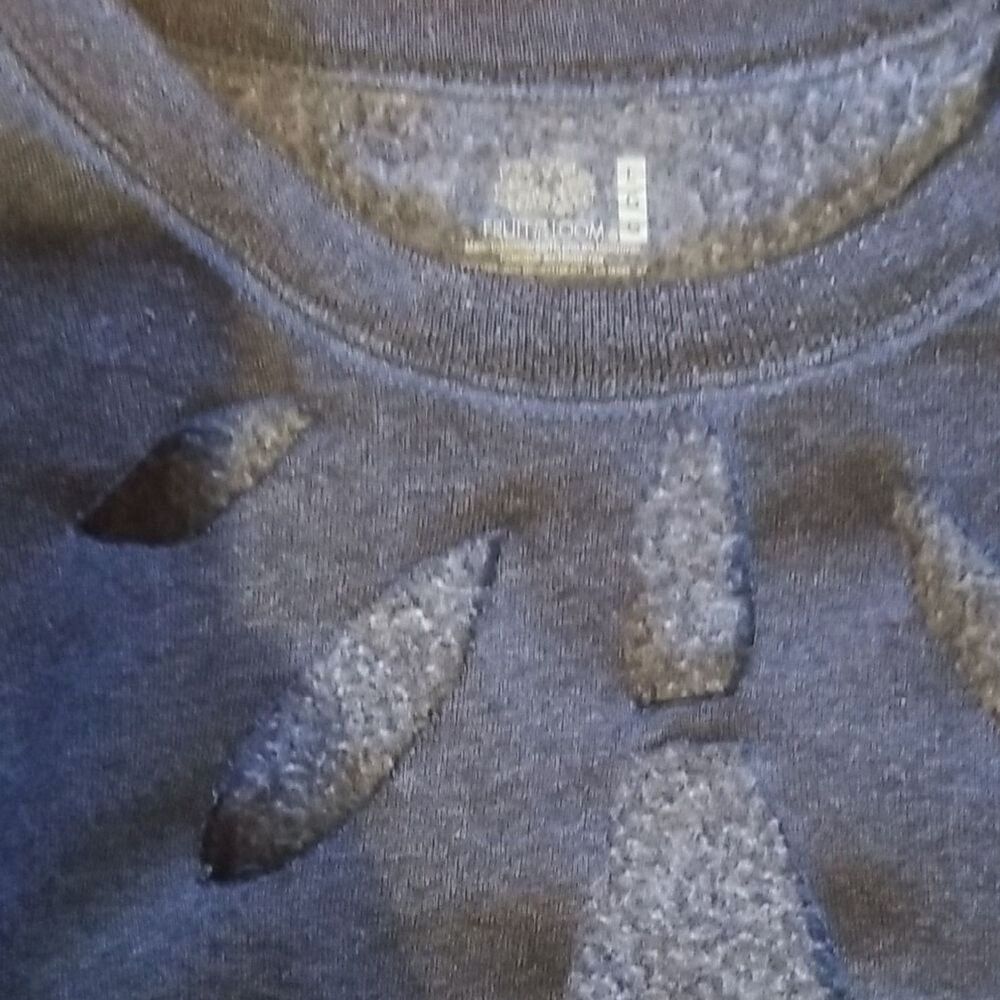 Vintage Fruit of the Loom Gray Sweatshirt Women's Large Distressed Cutout Design - Picture 2 of 8